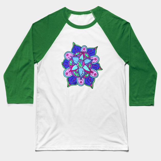 Purple Floral Pattern Baseball T-Shirt by Suzanne_Kurilla